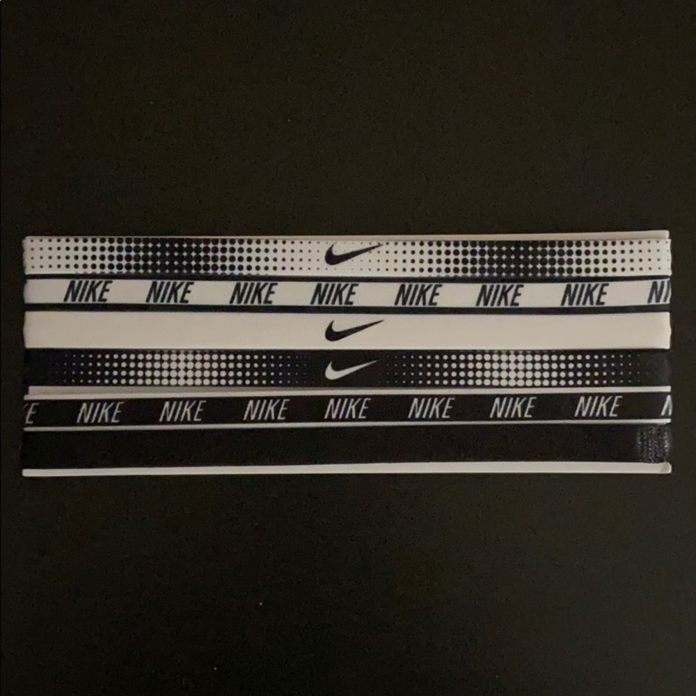 6 Thin Black & White Assorted Nike Headbands
